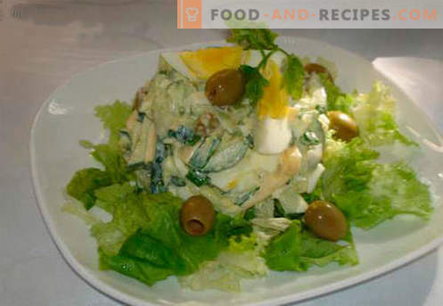 Insalata con cetrioli e uova - le cinque migliori ricette. Come cucinare correttamente e gustoso un'insalata con cetrioli e uova.
