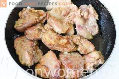 Fegato di pollo fritto con cipolle