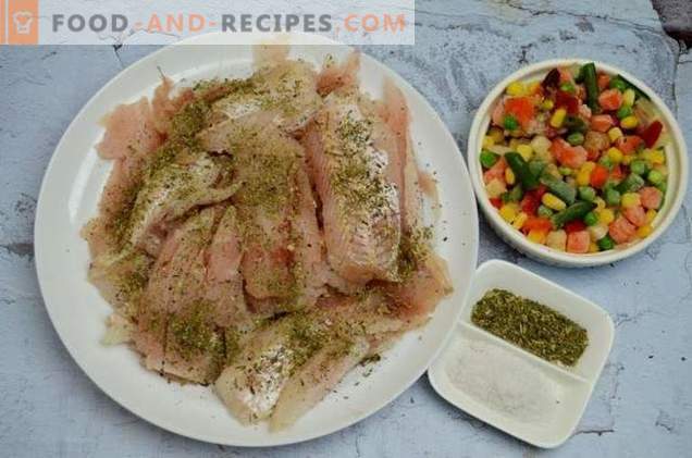 Casseruola di pesce con verdure e salsa di formaggio
